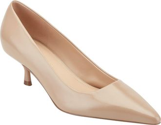 Marc Fisher Calynna Pointed Toe Kitten Heel Pump in Beige at Nordstrom, Size 6.5