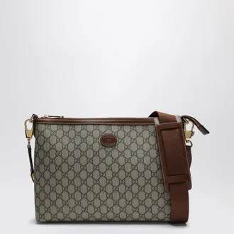 Gucci Small shoulder bag in beige and ebony GG fabric