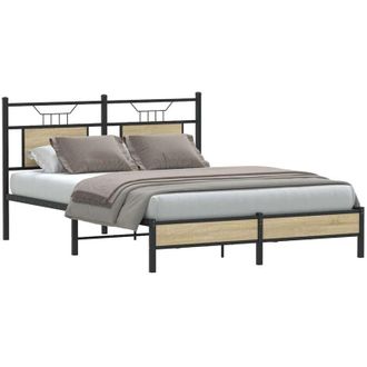 vidaXL Estructura De Cama Sin Colch&oacute;n Madera Roble Sonoma 150x200 Cm Vidaxl