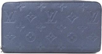 Louis Vuitton Navy Leather Long Wallet (Bi-Fold) (Pre-Owned)