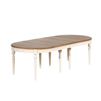Robin des Bois Mesa ovalada de roble con 4 extensiones para 14 cubiertos blanco