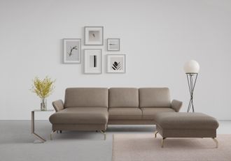 Sit&more Ecksofa »Fashion L-Form« wahlweise mit Kopfteilverstellung, Vorziehsitz, motorisch, Nickelfüsse