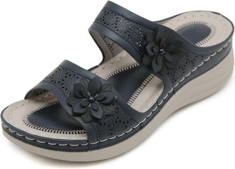 Generic 2026 Women Slippers Ladies Summer Round Head Fashion Fish Mouth Hollow Out Sandals Casual Large Size (Blue, 4.5)