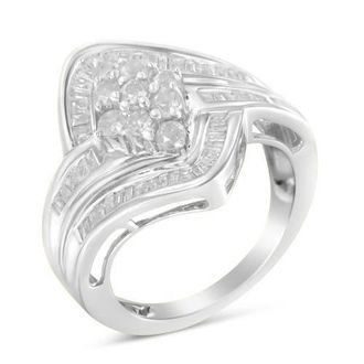House of Brilliance 10K White Gold 1.0 Cttw Diamond Bypass Cluster Ring at Nordstrom, Size 6.5