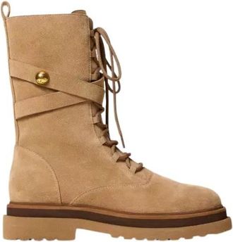 Twinset Lace-up Boots - Dames - Veterlaarzen - Beige - 40 EU - Leer - Schoenen