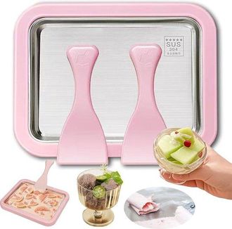 OEM M&aacute;quina Para Hacer Helado Enrollado, Prepara Tu Propio Helado, Incluye 2 Esp&aacute;tulas, No Requiere Electricidad, Plancha Para Enrollar Helado, Rosa