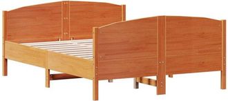 vidaXL Vidaxl - Cama Sin Colch&oacute;n Madera Maciza De Pino Marr&oacute;n Cera 140x200 Cm