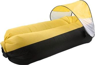 No Brand Sof&aacute; Hinchable Para Exteriores, Port&aacute;til Y Duradero Para Acampar Y Hacer Senderismo, Tejido A Cuadros 210t (negro/amarillo)