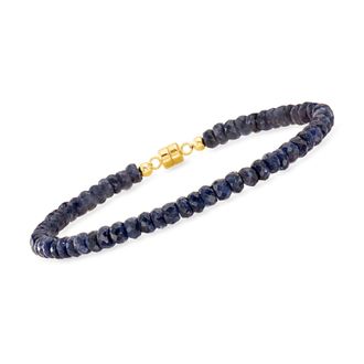Ross-Simons Sapphire Bead Bracelet With 14kt Yellow Gold Magnetic Clasp
