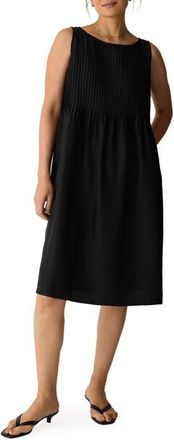 Eileen Fisher Pleated Silk Dress in Black at Nordstrom, Size Xx-Small