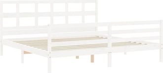 vidaXL Bed Frame with Headboard White 200x200 cm Solid Wood Vidaxl