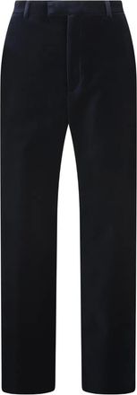 Gucci Fluwelen broek met geborduurd logo - Blauw