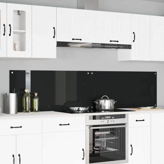 vidaXL vidaXL Rivestimento da Cucina 2 pcs Nero 110 x 50 cm vetro temperato