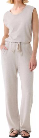 Majestic Filatures French Terry Sleeveless Drawstring Jumpsuit In Beige