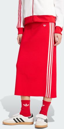 adidas Originals Womens Adicolor Knit 3-Stripes Skirt - Red - Size X-Small