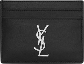Saint Laurent Accessoires, Heren, Zwart, ONE Size, Leer, Cassandre Card Case