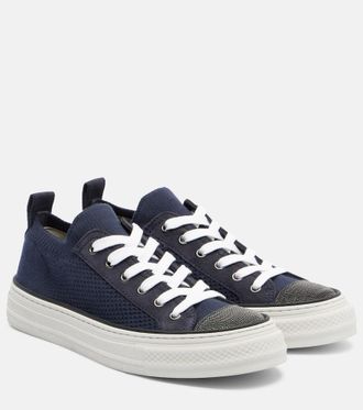 Brunello Cucinelli Monili suede-trimmed sneakers