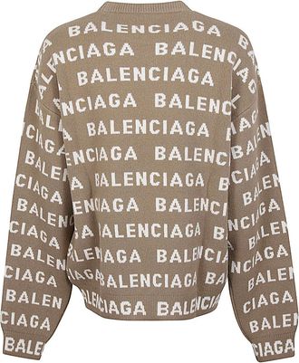 Balenciaga Logo-Intarsia Sweater - Beige