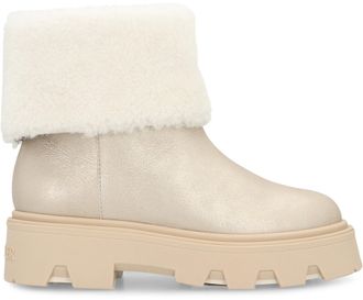 Moncler Womens Shearling Boots Silver Montonesuede