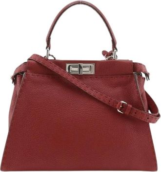 Fendi Pre-owned Peekaboo Selleria Leren Handtas - Dames - Vintage Handtas - Rood - ONE Size - Leer - Vintage