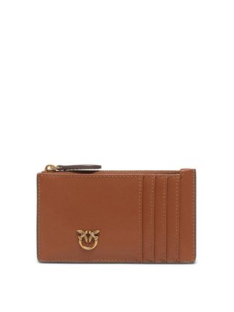 Pinko Airone Card Holder In Brown Leather