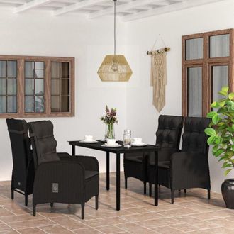 vidaXL Juego De Comedor De Jard&iacute;n 5 Piezas Con Cojines Negro Vidaxl