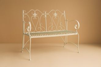 Biscottini International Biscottini - Banco De Hierro Exterior 113x58x94 Cm Sof&aacute; De Jard&iacute;n Y Entrada Banco De Metal Blanco Silla Interior 2 Plazas De Hierro Fundido