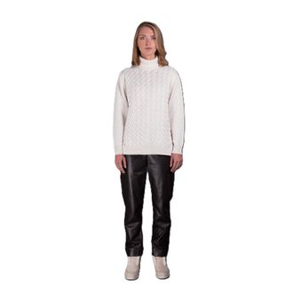 Moorer Womens White Cable Knit Sweater, Size 40