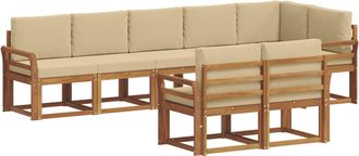 vidaXL Conjunto De Sof&aacute;s De Exterior 8 Uds. Natural Y Beige Vidaxl