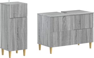 vidaXL Juego De Gabinete De Ba&ntilde;o De 2 Piezas Arnhem Sonoma Gris Vidaxl