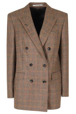 Tagliatore Dark Brown Double-Breasted Prince Of Wales Check Wool Blazer