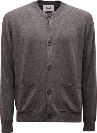 Alpha Studio Basic Cardigan in Cashmere - Heren - Cashmere truien - Grijs - S - Kasjmier - Truien & Vesten