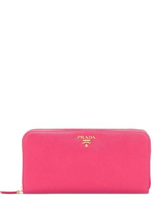 Prada leather wallet - women - Metal/Calf Leather - One Size - Pink