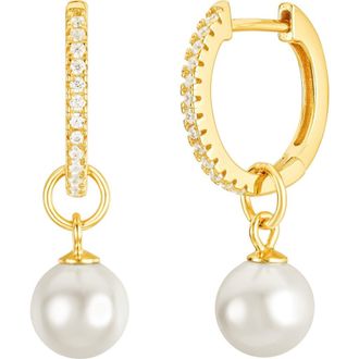 Untamed Petals Perfectly Poised Pearl Hoops in Gold at Nordstrom