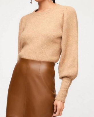 Fifteen Twenty Lia Shirred Sleeve Sweater In Almond