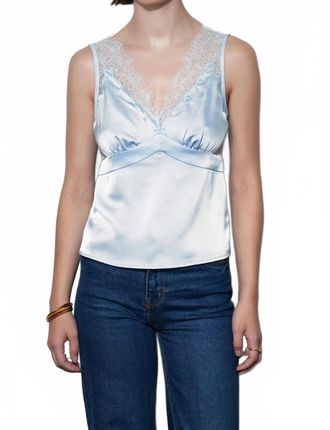 Greylin Womens Isis Lace Detail Satin Camisole In Blue
