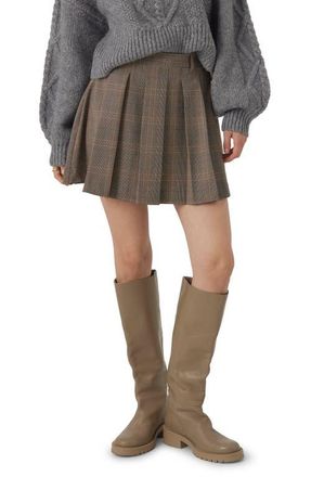 Vero Moda Tracy Check Pleated Miniskirt in Bungee Cord Checkscheck at Nordstrom, Size 6 Us