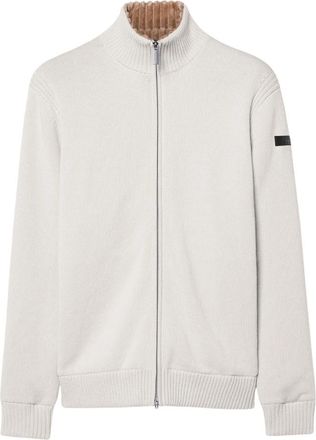 Roberto Ricci Design Cotton Plain Velvet Rib Full Zip Soft Knit - Heren - Vesten - Beige - M - Katoen - Truien & Vesten