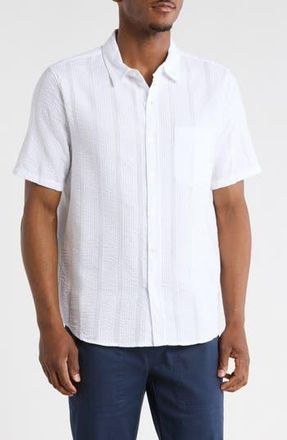 JANE + MERCER Short Sleeve Seersucker Shirt in White at Nordstrom Rack, Size X-Large