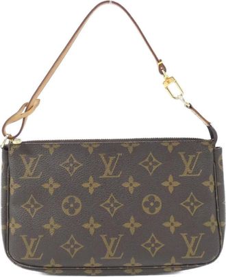 Louis Vuitton Monogram Marron Coated Canvas Pouch (Pre-Owned)