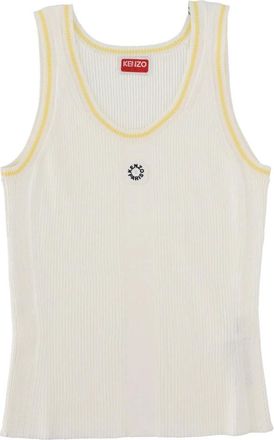 Kenzo Shirt met applicatie-logo met ronde hals - Dames - Tops zonder mouwen - Wit - M - Polyester - Tops