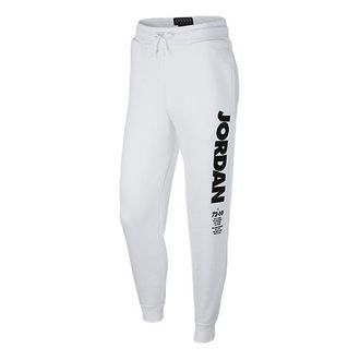 Nike Jordan Mens Air Jordan Sportswear Legacy Alphabet Logo Printing Bundle Feet Sports Pants/Trousers/Joggers White BQ0196-100