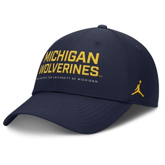 Nike Jordan Mens Michigan On-Field Club Gameday Jordan Brand Dri-FIT College Adjustable Hat in Blue | JC0841SMWN-CDY