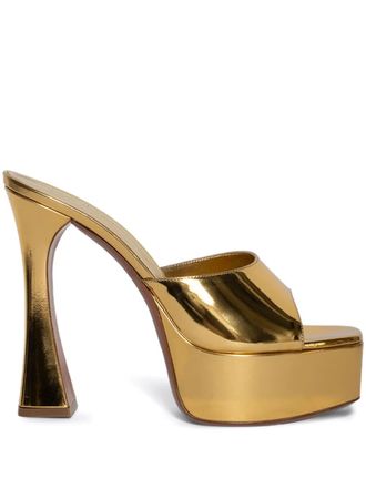Amina Muaddi 140mm Dalida mules - women - Leather/Calf Leather/Calf Leather/Rubber - 41 - Gold
