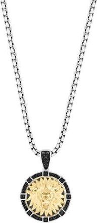 Effy Two-Tone Black Spinel Lion Head Medallion Pendant Necklace at Nordstrom Rack, Size 22