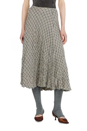 Diesel Midi skirt in seersucker-effect check - Skirts - Woman - Grey