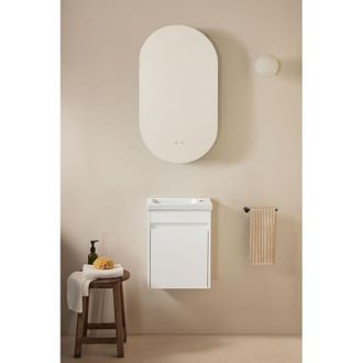 Sklum Conjunto De Mueble De Ba&ntilde;o Suspendido En Madera Con Lavabo Integrado Narek Sklum