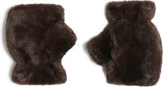 Apparis Ariel Faux Fur Fingerless Gloves in Espresso at Nordstrom