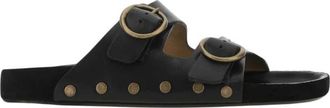 Isabel Marant Lennyo Slippers - Dames - Sandalen - Zwart - 36 EU - Leer - Schoenen