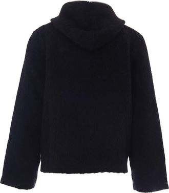 Our Legacy Mens Hooded Full-Zip Sweatshirt Black Hairy Wool Sweatshirts Sweater